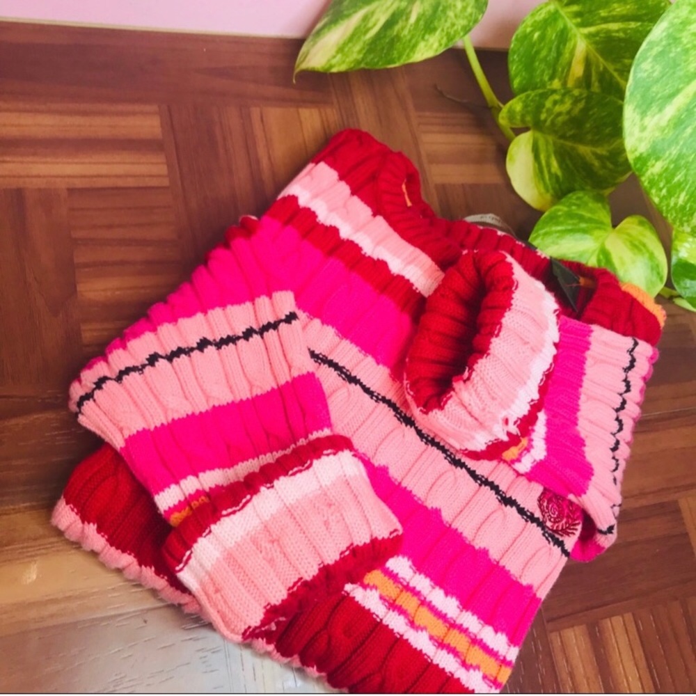 vtg vsco ribbed pink cable knit chunky sweater - Picture 6 of 7